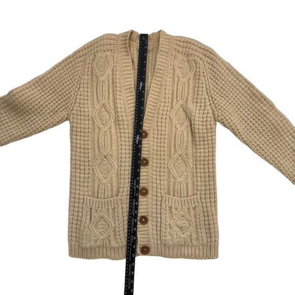 Vintage Wool Cardigan Sweater Cream Ireland Pure Wool Hand Knit - Picture 5 of 9